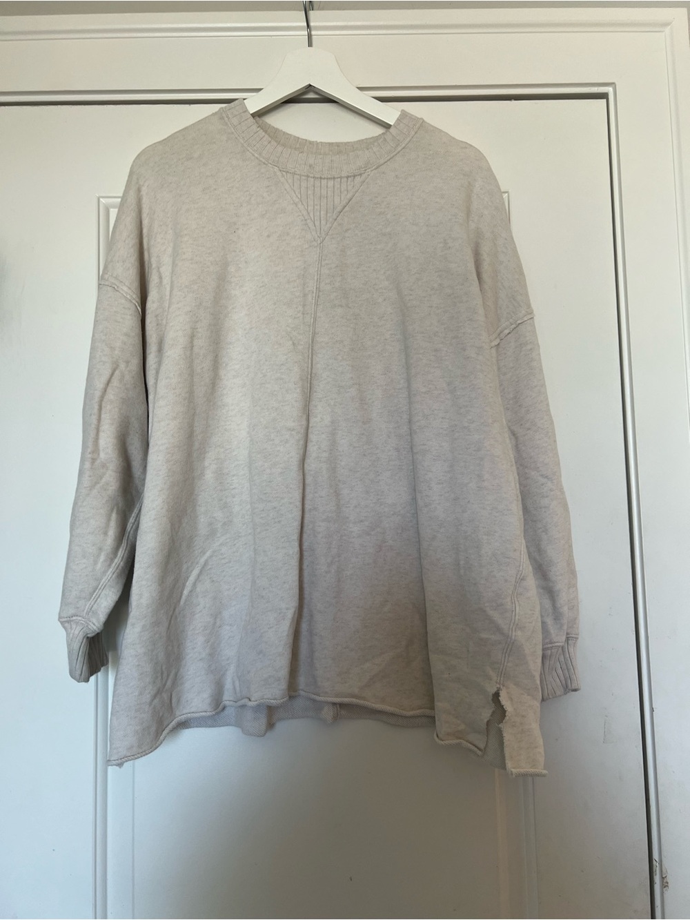 aerie Relaxed Scoop-Neck Pullover Sweater - Light Cream